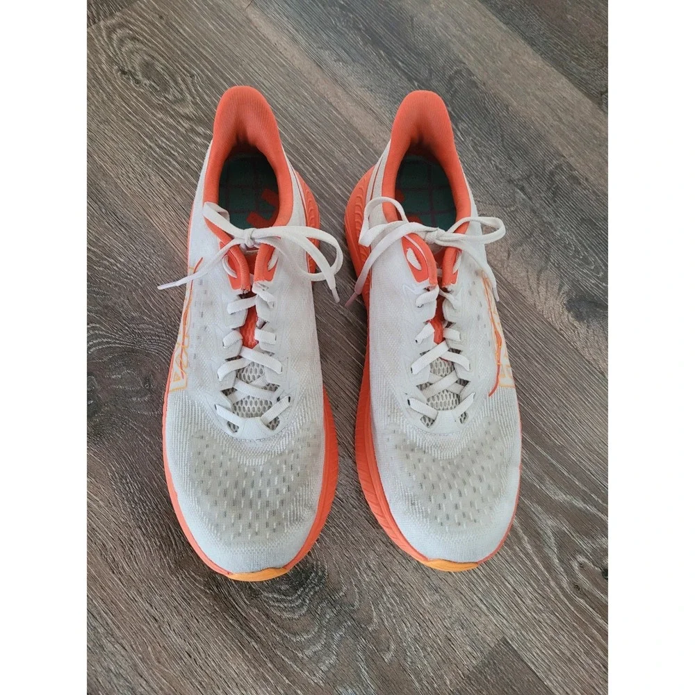 Hoka Mach 6 Mens Running Shoes Size 10.5 White Orange Athletic Sneakers #4